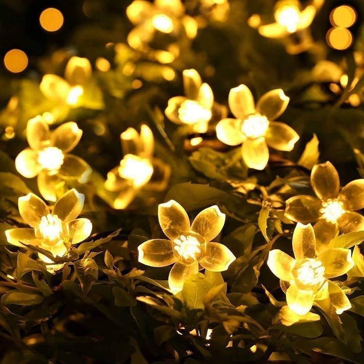 태양광 정원등 파티조명 스트링라이트 벚꽃22M 200LED, 따뜻한색, 1개