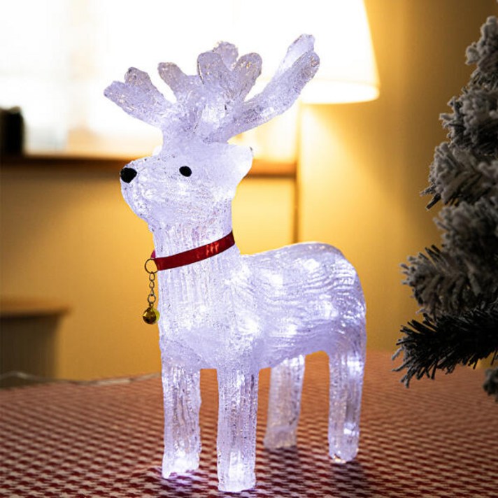 아트박스플라워트리 크리스마스 LED 아크릴 루돌프 사슴 대형 장식 40cm, 화이트, 1개