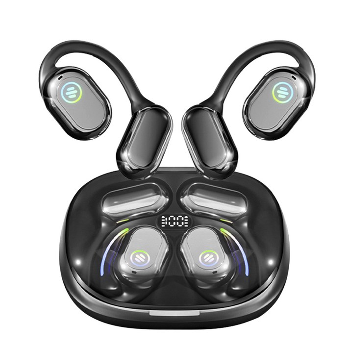 헤몬팜 오픈이어 무선 이어폰 블루투스 이어폰 충전식 골전도 이어폰, 블랙,1개