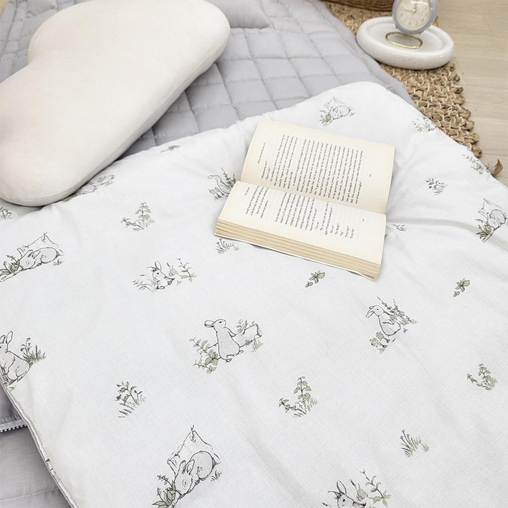 국내순면옥수수솜 바이오워싱 알러지케어 진드기기피 바이오 항균 순면 100 일체형 분리형 아기이불 낮잠이불 세트 바니, 혼합색상