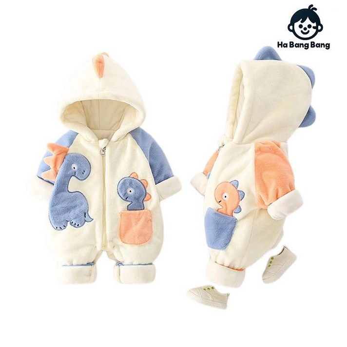 하방방 아기공룡 베이비 부드러운 외출 우주복