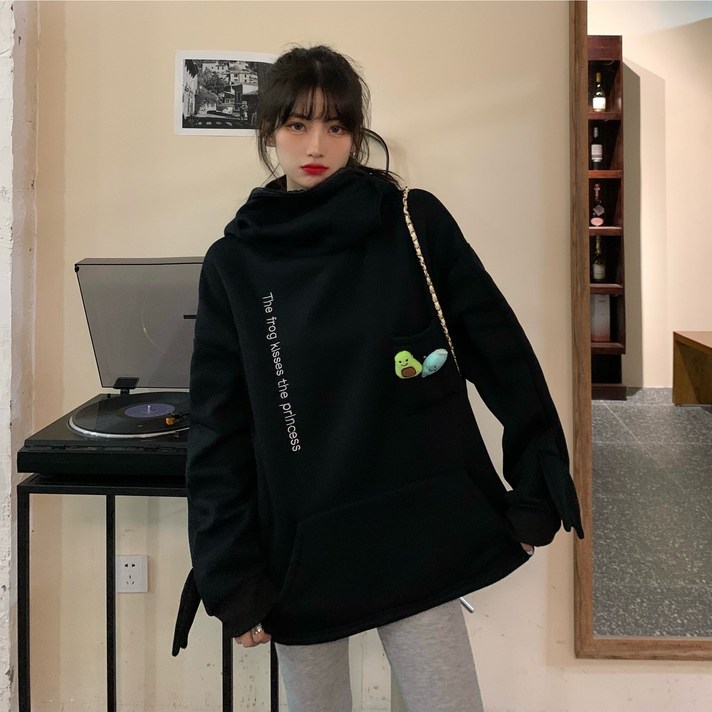 LOKEXING 여성용 집업 모자 루즈핏 후드 맨투맨