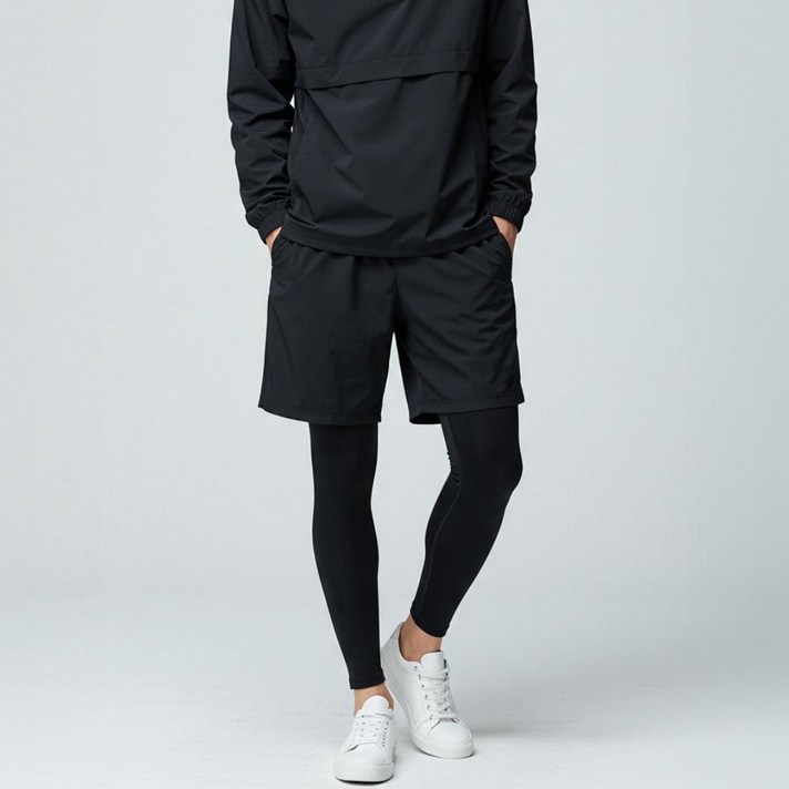 클라빈 남자타이즈반바지 반바지일체형 레깅스 투인원 스포츠바지