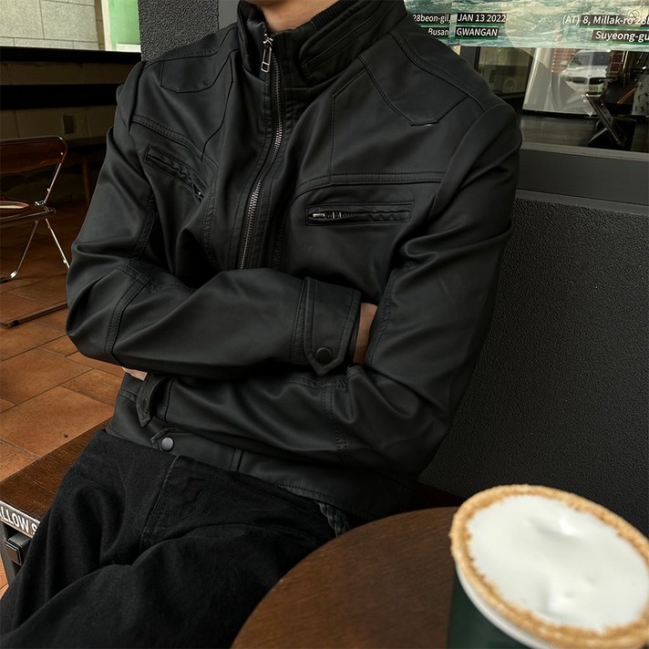 로랑 단독MADE 레더 지퍼 바이커 숏 자켓2SIZE