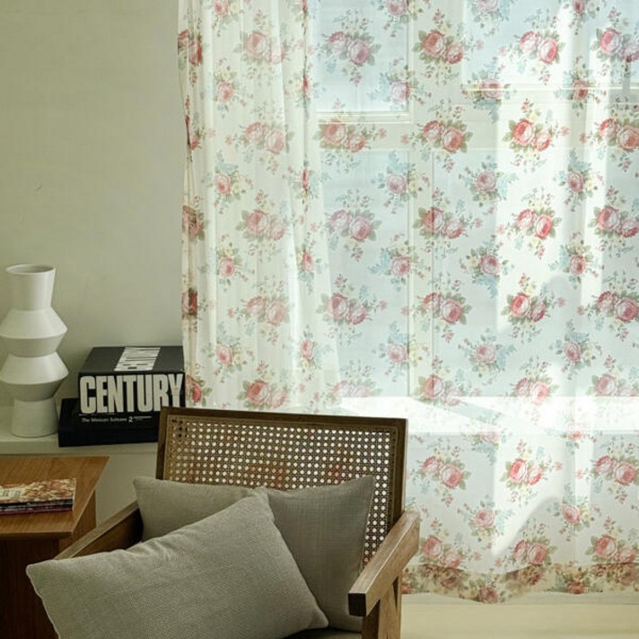 아트박스러움 빈티지프로방스 쉬폰 포인트 커튼