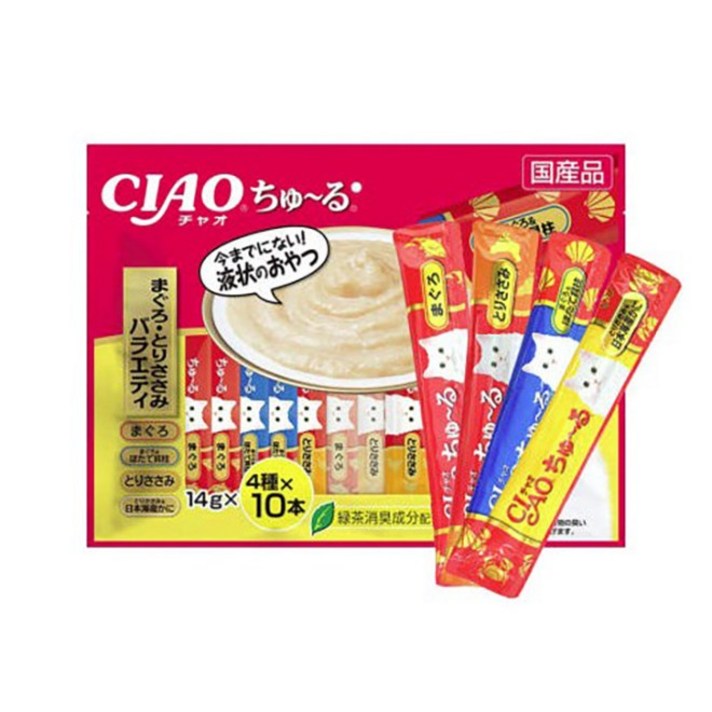 이나바 챠오츄르 짜먹는 고양이간식, 참치닭가슴살 버라이어티SC186, 560g, 6개