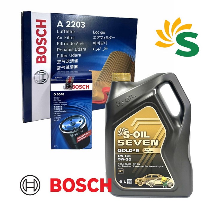 렉스턴스포츠 18년19년 SOIL 엔진오일 6리터 보쉬 에어크리너 오일필터 세트