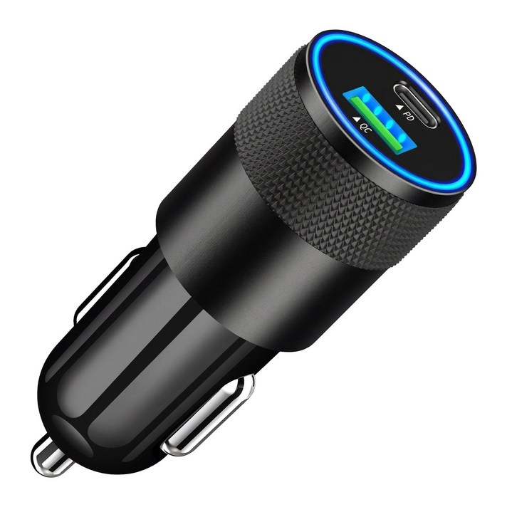 PD30WQC3.0 메탈 차량용 충전기 알루미늄 스몰건 LED 앰버라이팅 USB타입C 듀얼포트 시거잭 고속충전기