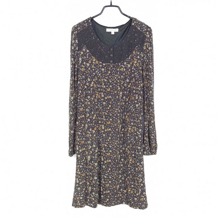 빈티지다온 써스데이아일랜드 춘추 슬림 플라워 미니원피스 챠콜