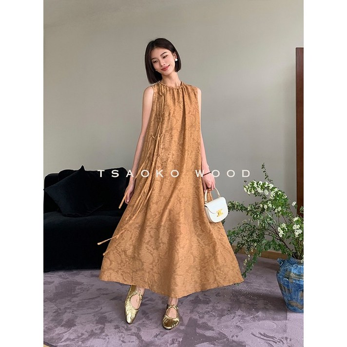 화려하고 고급스러운 브라운 여름 원피스