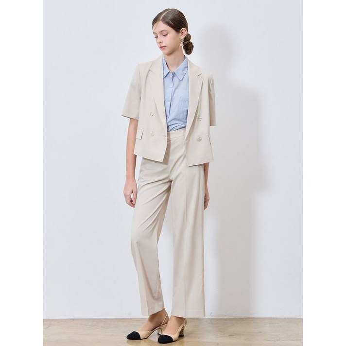 쉬즈미스 2SET 더블 브레스티드 반팔 재킷루즈핏 팬츠 2종세트 택가격 496000원