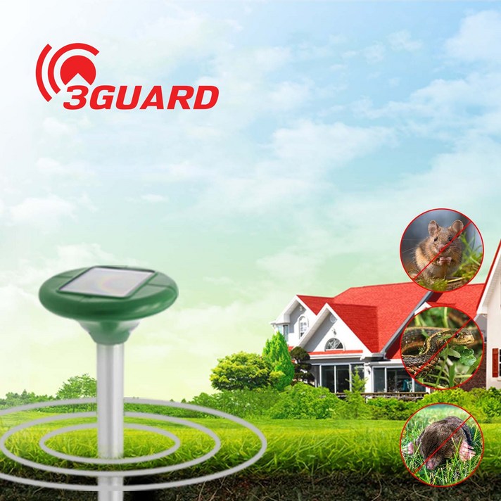 3GUARD 2095 유해 야생동물 두더지 뱀 퇴치기 태양열 초음파 진동, 선택 3GUARD 2095 유해 야생동물 두더지 뱀 퇴치기 태양열 초음파 진동, 선택