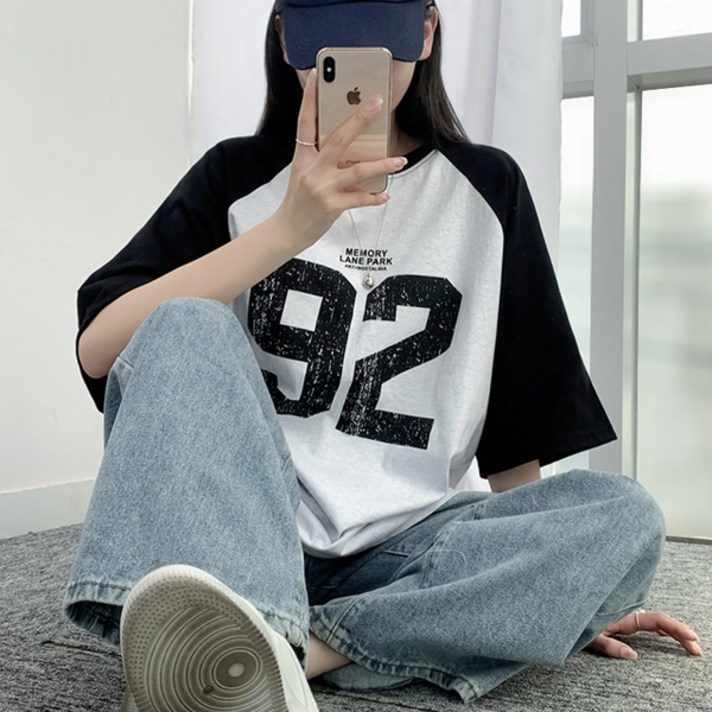 티데일리 남녀공용 넘버 나그랑 오버핏 반팔 티셔츠