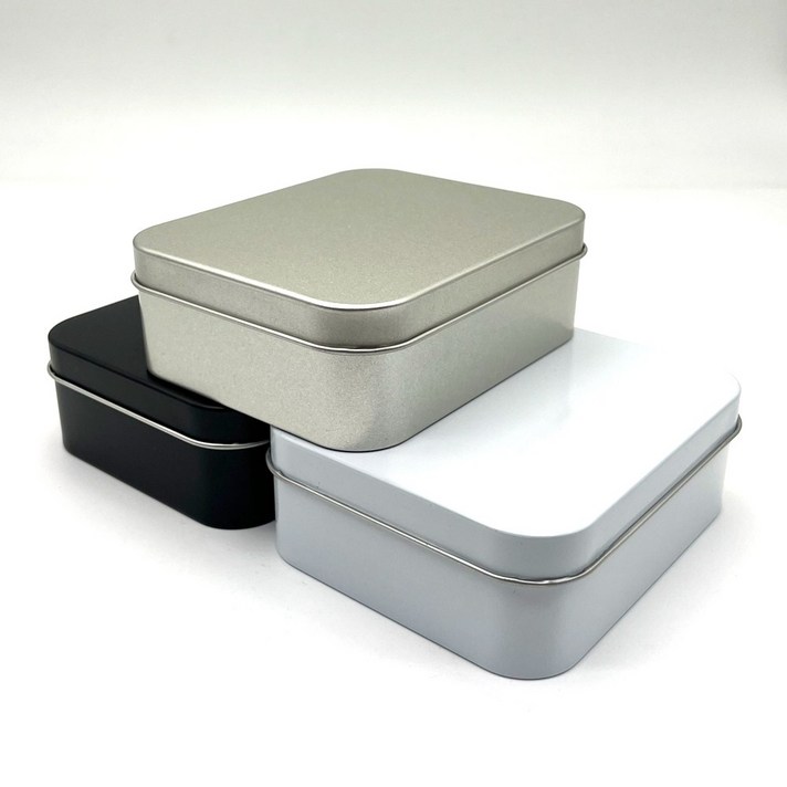 사각 S0572 3종 대한민국 UV인쇄 은색 흰색 검정 쿠키 마카롱 베이커리 사각틴케이스, 은색상, 1개