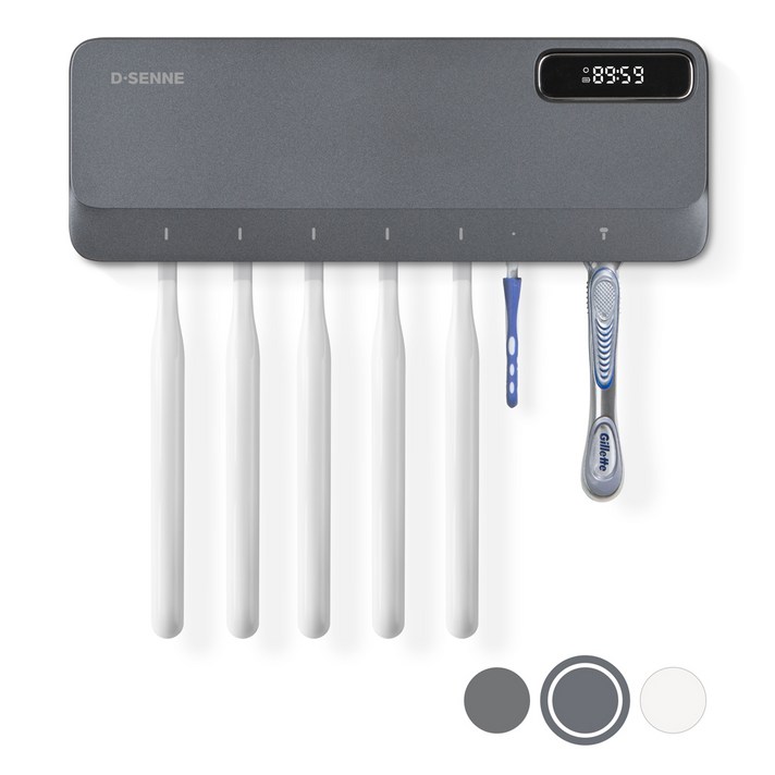 디센느 UVC 온열 건조 칫솔 살균기 거치대, 다크그레이