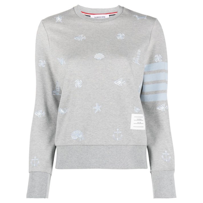 톰 브라운 노티컬 자수 크루 넥 스웨트셔츠