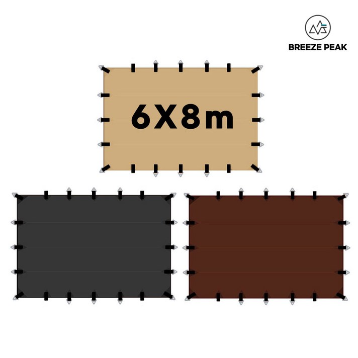 초대형 타프 스크린 블랙코팅 암막 천막 장박 차박 그늘막 6x8m, 카키 베이지