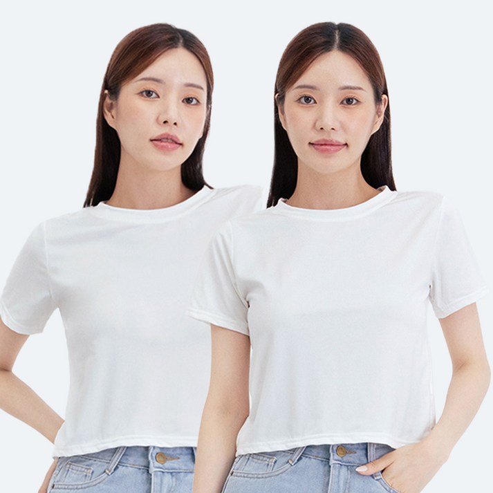 엘쏘 여성용 라운드 기본 반팔 티셔츠 2종 세트 엘쏘 여성용 라운드 기본 반팔 티셔츠 2종 세트