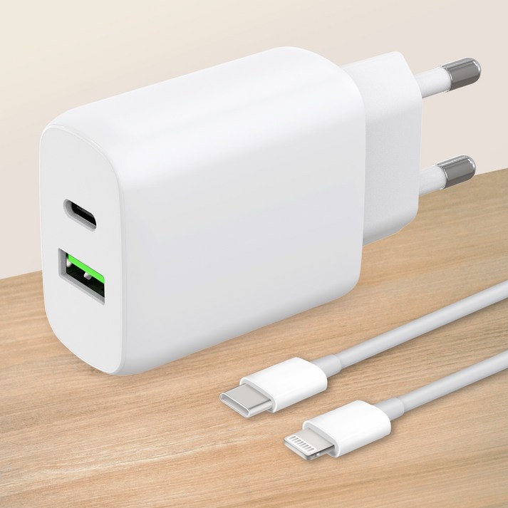 모잇 25W PD PPS3.0 초고속 충전기 애플 아이폰 호환 C to 8핀 라이트닝 케이블 1.3m, 화이트, 1개