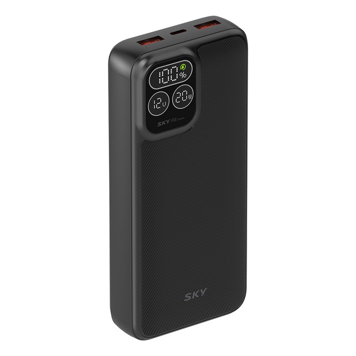 스카이 필 PD20 LCD 디스플레이 고속 충전 보조배터리 20000mAh 22.5W, SKYPD20, 블랙 스카이 필 PD20 LCD 디스플레이 고속 충전 보조배터리 20000mAh 22.5W, SKYPD20, 블랙