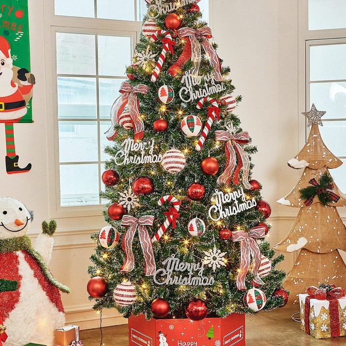 아파트 실내용 초대형 크리스마스 트리 풀세트 (2.4m) 예쁜 조명 유광볼