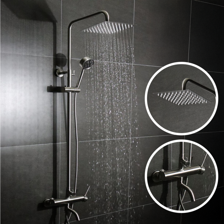 로딘 레인샤워 해바라기 무광 스텐 샤워기 수전 수도꼭지 IN231, 실버, 1개