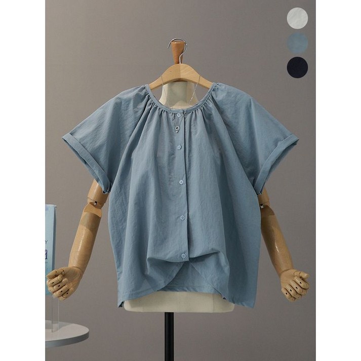 모노시크 어먼트 바스락 셔링 버튼 블라우스 MNBS554