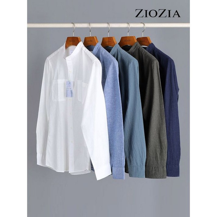 지오지아 린넨 코튼 슬림 밴드카라 셔츠 A  AEB2WC1101 A