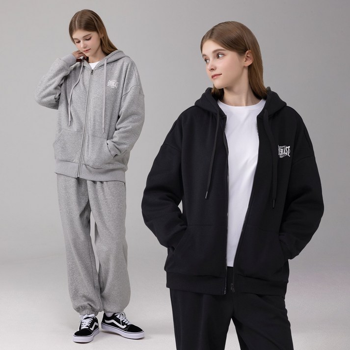 에버라스트 여성 기모 트레이닝 세트 후드집업  조거팬츠