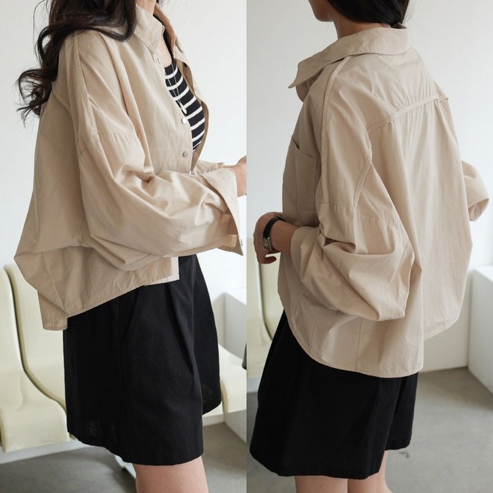 하늘바라기 여성용 메리앤 가오리 루즈핏 숏 셔츠