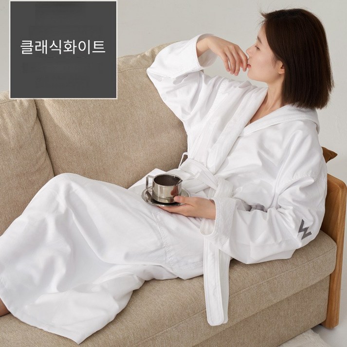 도도희 고급 샤워가운 순면 호텔 골프장 프리미엄 목욕가운 데일리가운 럭셔리 5성급 호텔가운, 화이트, 1개