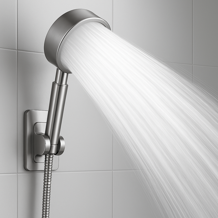 루움 강력수압 스테인리스 고압 샤워기 헤드, 실버, 1개