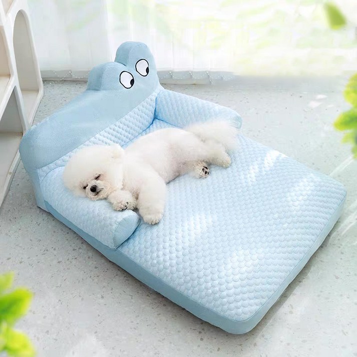 HA.M 사계절 고양이 애견 등받이 매트 멍멍이 아이스 쿨매트 강아지 방석, 블루, 1개