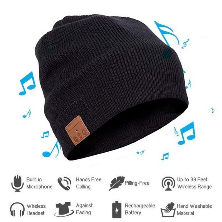 Farfi 유니섹스 부드러운 따뜻한 비니 모자 블루투스 음악 스마트 캡 헤드셋 스피커