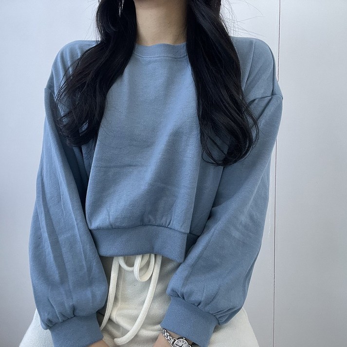 VANANA2 국내제작 비비드컬러 무지 데일리 크롭 아방핏 맨투맨 10color