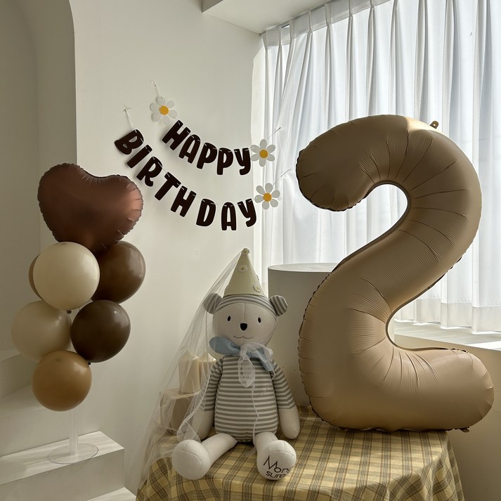 아기생일풍선 하피블리 두돌 생일상 숫자 풍선 생일 파티 용품 세트