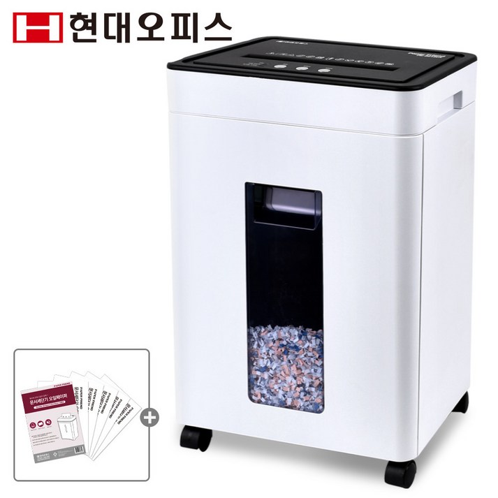 현대오피스 페이퍼프랜드 중형 문서세단기 PK-2012CX+페이퍼오일5매 저소음 12매 20L 파쇄기 세절기