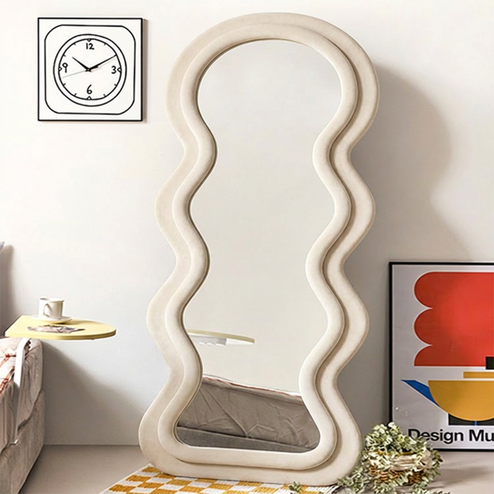 BIKASU 현관 물결 웨이브 스탠드 전신거울 비정형 대형 인테리어 거울 16060cm