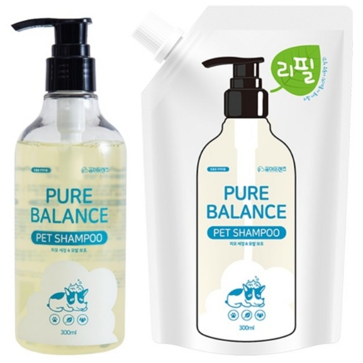 퓨어프렌즈 저자극 올인원 강아지샴푸 리필세트, 1개, 600ml