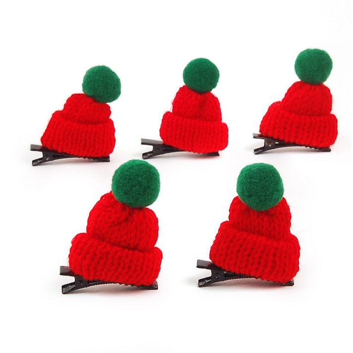 방울모자 머리핀5개 크리스마스머리핀