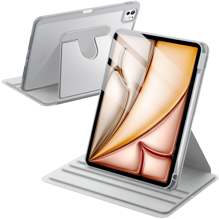 디상커 아이패드 720도 회전 아크릴 단색 투명 펜슬수납 충격 방지 거치대 태블릿 케이스 에어 87654 프로 876543 세대 1113인치
