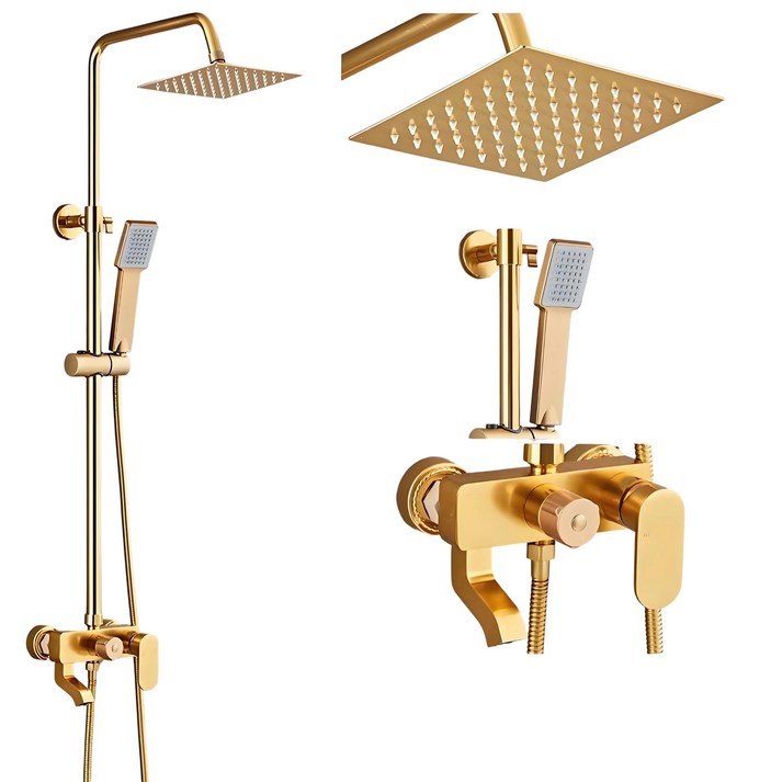 해바라기 샤워기 세트 조절 샤워 헤드 세트 수압상승 샤워기 샤워수전, 금색, 1개