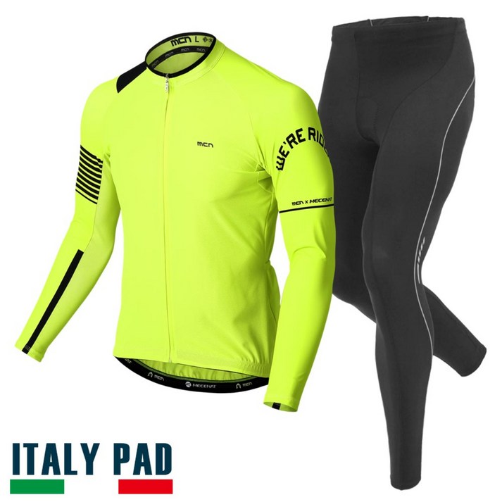 MCN 라이더 자전거 사이클 라이딩 복장 긴팔 의류 상하의 세트 패드 포함 기능성 져지