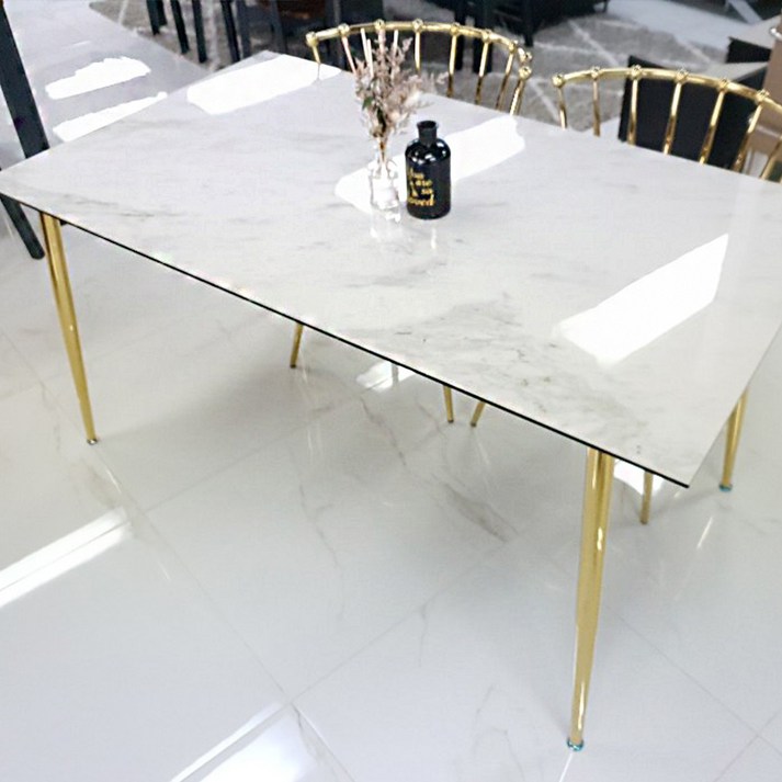 하우즈온마블리 세라믹골드 식탁 테이블 4인 금장 골드 의자, 마블리 세라믹골드 식탁 테이블 4인