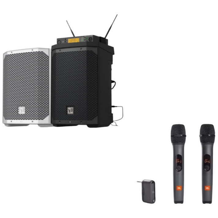 EV EVERSE8 충전식 파워드 스피커 400W 8인치  무선마이크 AS3 세트, 화이트