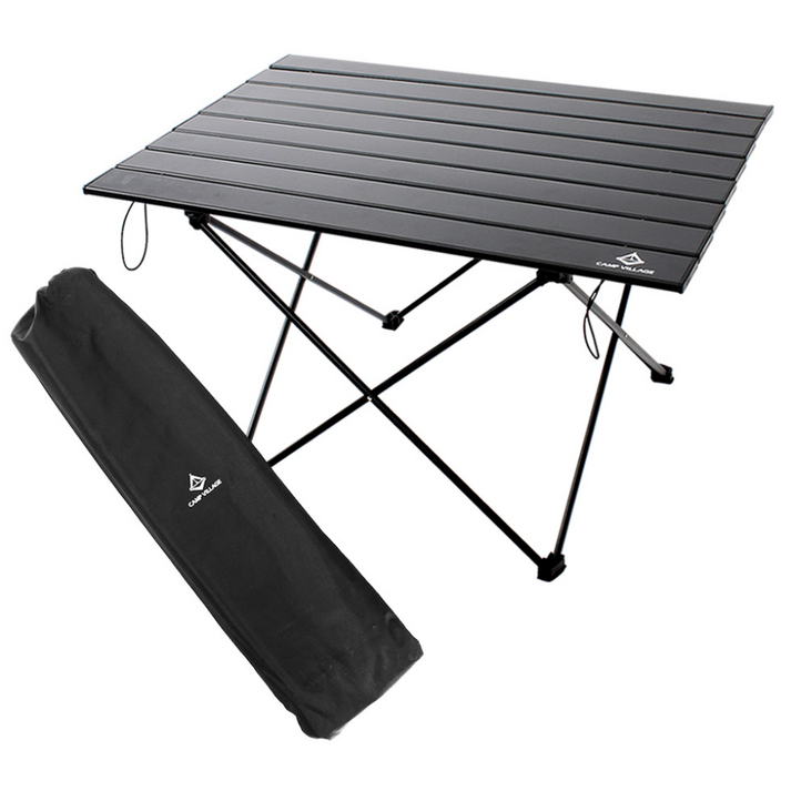 캠핑 초경량 알루미늄 접이식 롤테이블, 블랙