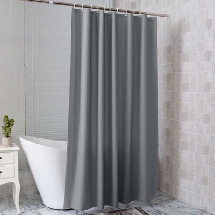 PEVA 욕실 샤워커튼 무지그레이커튼고리포함 180X180cm 욕조 가림막 비닐 방수 커텐
