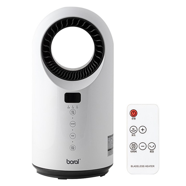 보랄 사무실 가정 저소음 PTC 리모컨 온풍 히터, 화이트, BRF1500W