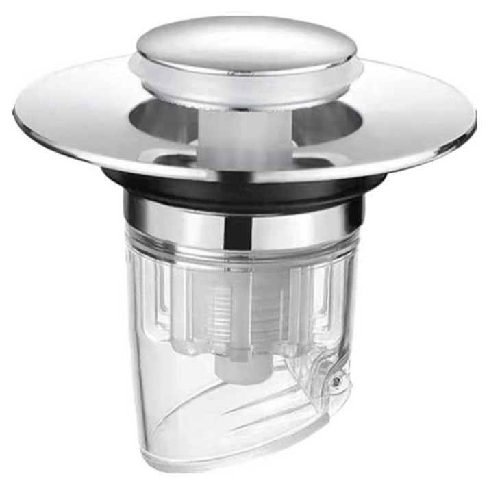 쉐리엘 욕실용 간편설치 악취 해충 완벽차단 세면대마개, 1개, 실버