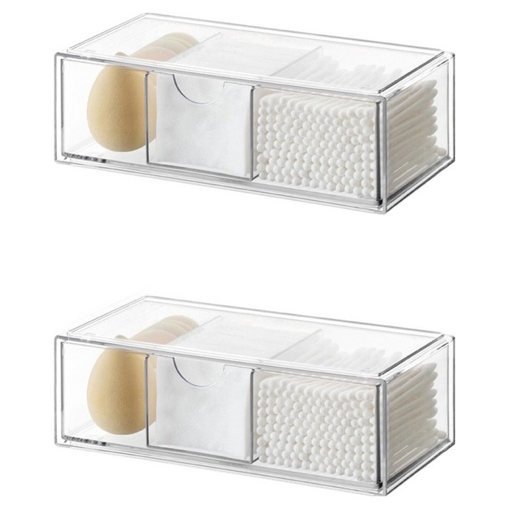 꾸미까 욕실 다용도 투명 정리함 3칸 서랍